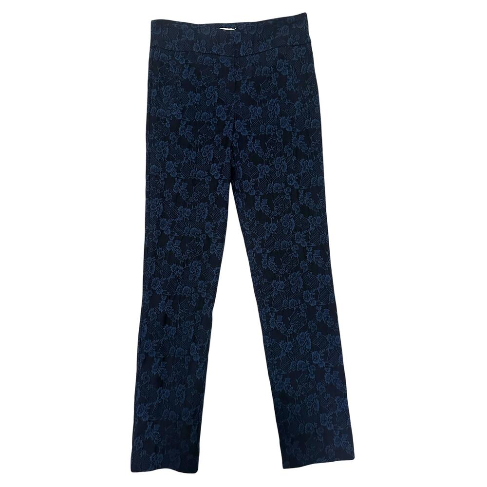 Margaret M Marlie Slimming Pant Women S Navy Floral Jacquard Pull-On Stretch